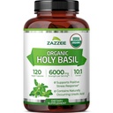 Zazzee USDA Organic Holy Basil 10:1 Extract, 6000 mg di resistenza, 120 capsule vegane, concentrato e standardizzato 10X Tulsi Extract, acido ursolico, 100% certificata organica, non OGM