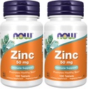 NOW Integratori alimentari, Zinco (Zinc Gluconate) 50 mg, Supporta funzioni enzime*, Supporto immunitario*, 100 compresse (Pacchetto di 2)