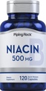 Piping Rock Niacin 500mg Flush | 120 capsule | Non OGM e Gluten Supplemento gratuito