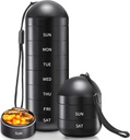 Zannaki XL Organizzatore di viaggio della pedana in metallo, Scatola di pedaggio settimanale extra grande impermeabile, Contenitore di cassa della pedana in lega di alluminio, BPA Free 7 Day Titolare dell'organizzatore di medicina quotidiana per la vitamina, olio di pesce, supplemento