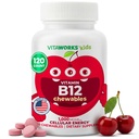 Bambini Vitamina B12 1000 mcg Chewable Tablets - Tasty Natural Cherry Flavor - Vegan, GMO-Free, Gluten Free, Nut Free - Integratore alimentare - Vitamine di energia cellulare per bambini - 120 Chewables
