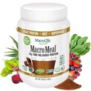 MacroLife Naturals MacroMeal Vegan Protein Powder Superfood Greens Probiotics + Fibra, Immune Energy Digestive Daily Essentials for Women & Men Gluten-Free - 23.8oz (15 Servings) Chocolate