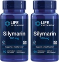 Estensione della vita Silymarin – Estratto di cardo del latte – Supporta la salute del fegato – Senza glutine, Non OGM, Vegetariano – Due Confezione - 2 x 90 Capsule