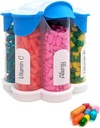 Extra Large Pill Organizer Quotidiano, Weekly, Bottiglia di supplemento mensile, Dispenser di pillole di Blossom carino con 7 XL scomparti, Scatola di pillole facile apertura per vitamine, farmaci, etichette incluse (blu)