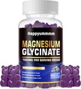 Magnesio Glycinate Gummies 1000mg - Zucchero Gratuito Magnesio Potassio Supplemento con Vitamina D, B6, CoQ10 per Calma Mood & Sleep Support - 60 Blueberry Gummies