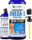 Olio di pesce Omega 3 per cani - Meglio di olio di salmone - Supplemento di olio di pesce del cane per ridurre il taglio e il prurito - Supporta giunti, cervello e salute del cuore - Supplemento di pelle e cappotto - Olio di pesce liquido