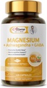 Magnesio Supplemento + Ashwagandha & GABA, Magneium Glycinate, Taurate, Malate Complex for Clam Sleep, Muscles Recovery, Nerves, & Energy Support, High Absorption Vegan, Non-GMO - 120 ct
