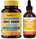 SANDHUHERBALS Zinc 50mg Capsule Bundle con Liquid Zinc Drops | Supporta Immune & Skin Health
