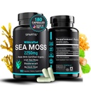 Capsula di Moss Organica certificata 2250mg Wildcrafted Irish Sea Moss Burdock Root Bladderwrack Supplemento Raw Seamoss Pills & Powder (Pack of 1 at 180-Caps)