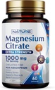 Magnesio Citrato 1000mg - Max Absorption & High Potency Magnesium Complex Supplemento per cuore, muscolo, nerve, Bone Health & Stress Relief - Non-GMO, senza glutine - 60 capsule vegan