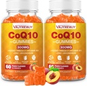 2 Pack CoQ10 Gummies 3000 mg - Plus Omega-3, Vitamina B3 & Zinc, Coenzima ad alto assorbimento Q10 Integratori per l'energia cellulare e il supporto antiossidante, Vegan 120 Conte