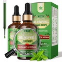 Organic clorofilla liquido gocce liposomali per le donne e gli uomini, 6-in-1 Verdi Superfood Vegan clorofill w/Spirulina, erba di grano, vitamina C B12 A per Deodorante interno*, energia, digestivo, 2Packs/4 Fl Oz