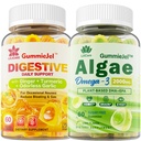 LILICARE Sugar Free Omega 3 Grassty Acid 2000mg Con 640mg DHA & 290mg EPA, Multivitamin, CoQ10, Astaxanthin + Ginger Filled Gummies per Nausea - Stomach Relief - Ultra assorbimento per il supporto digestivo