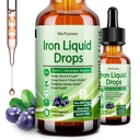 Supplemento di ferro liquido per donne uomini e bambini, gocce di ferro Vegan con vitamina C D, B12, B-Complex, liquido ad alta potenza con multivitaminico per l'anemia, supporto energetico, sangue, ingegno di magnesio