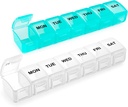 Piccolo organizzatore di pillole 2 volte al giorno, 2 Pack 7 Day Pill Box 1 volta al giorno, organizzatore di vitamina di giorno amichevole di viaggio, settimanale AM PM Pill Case Container