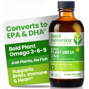 Bold Botanica Plant Omega 3-6-9, con olio di Ahiflower, Vegan Omega 3, completa pianta-based Omega per il cervello e la salute immunitaria, meglio di Flax, pesce libero, ottimo gusto, senza zucchero, non OGM, liquido- 4 oz