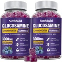 2 confezioni Glucosamine Chondroitin Gummies - 3000MG Extra Strength Joint Support Supplement with MSM & Elderberry, Flessibilità, Antiossidante Supporto Immune Gummy for Adults, Men & Women