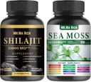 Sea Moss e Shilajit Capsule Bundle, Ashwagandha Rhodiola Rosea Ginseng Cordyceps Mushroom Ginkgo Biloba Sting Nettle Magic Moss Blendim Black Seed Turmeric Bladderwrack Burdock Black Pepper