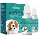 NOVEHA HydraPetTM Gocce di occhio rosa per cani e gatti | Lacrime artificiali lubrificanti con 2% Cloruro di sodio, Allevia Edema Corneale & Animali Sindrome di occhio secco, Occhi animali irritati - 10mL (Pack of 2)