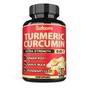 Satoomi 6in1 curcumina curcuma curcuma supplemento - 3 mesi di alimentazione - 95% curcuminoidi con radice di zenzero, lampadina aglio, rosmarino e pepe nero - 90 capsule
