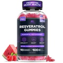 EFFECTIVE NUTRA Resveratrolo Gummies 1500mg | Supplemento senza zucchero per il supporto antiossidante, l'immunità, la salute del cuore e la funzione del cervello | fornitura di 45 giorni, aroma naturale di bacche, Made in USA (90 conteggio)