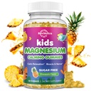 Gummie di Magnesio per bambini, Magnesio Glycinate Gummies per bambini e adulti con L-teanina, Camomilla, Liquirizia, Vitamina D, B6 per il sonno, Rilassamento, Cervello e Muscolo, Ananas Gratis Zucchero 60ct