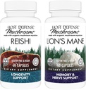 Host Defense Bundle con capsule Reishi, 60 Count & Lion's Mane Capsules, 60 Count - Support Heart & Immune Health - Support Brain Health, Memory & Focus*