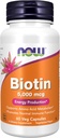 NOW Integratori alimentari, Biotina 5000 mcg, Metabolismo aminoacido*, Produzione energetica*, 60 capsule di veg