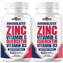 (2 Pack) ImmunoBlaster Zinc Quercetin 500mg con Vitamina D e C Antiossidante Supporto Immune Alta Potenza Quercetin Zinc Supplemento per Uomini e Donne - Gluten, Soy, & Dairy Free - 120 Conte (Twin Pack)