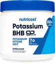 Sale di potassio di Nutricost BHB, supplemento di chetone esogeno, 6.4g Beta-Hydroxybutyrate per porzione, 250 grammi