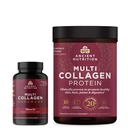 Antica nutrizione multi collagene capsule avanzate, muscolo, 90 conte + polvere proteica multi collagene, non aromatizzata, 45 porzioni