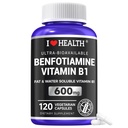 Benfotiamine 600mg Plus 20mg Vitamina B1 | 120 capsule vegetali | Made in USA | 3rd Party Tested | Fat Soluble Essential Vitamin B1 Thiamine Supplemento | Non-GMO | Gluten Free-Vegetarian Friendly