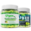 Vegan Omega 3 Gummies 1000mg con Vegan Multivitaminico per Donne Uomini con Ferro, Vitamina B12, A, D3, K2, Algae Omega 3, Magnesio, Zinco