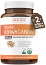 USDA Organic Ashwagandha Supplemento - Pillole Ashwagandha ad alta potenza fatte con pepe nero organico per l'assorbimento potenziato - Vegan Non-OGM Made in USA & Lab verificato (2 mesi di alimentazione)
