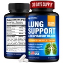 Soccorso per la pulizia e la salute dei polmoni - Made in Italy - Lung Detox with Licorice Root, Ginger & Nettle Root, Green Tea, Thyme & Oregano Leaves for Lung Clear Support & Stress Relief - 60 Capsule