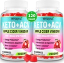 Gummie dell'aceto del sidro di mele, Gummie avanzate Keto ACV, Gummies ACV per disintossicazione, pulizia, metabolismo e digestione, supporto del Keto, formulato con tè verde, B6 & B12, probiotici, 120 conti