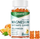 Magnesio Glycinate Gummies 1000mg - Zucchero Gratuito Magnesio Potassium Supplemento con Vitamina D, B6, CoQ10 per Calma Mood & Sleep Support - 60 Gummies Arancione