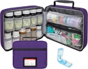 Selezionare Large Pill Bottle Organizer con Pill Cutter, Medicine Bag, Case, Vettore per farmaci, vitamine e forniture mediche con tasche fisse – per lo stoccaggio e il viaggio di casa