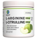 L-Arginina 5000mg + L-Citrullina 2000mg pillola bevanda miscela - Nitric Oxide Booster per la salute del cuore, flusso sanguigno & energia - 30 Serve (mela verde)