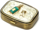 9327 Rettangolare piccolo contenitore di pillola organizzatore Crema Ottone Bianco Donne viaggio Pillola Caso Purse Pocket Container Daily Portable Medicine Vitamin Box Supplemento Mini Storage