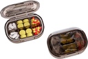 Piccola scatola di pillole, Moisture Proof Pill Case, Organizzatore di pillole di viaggio per il borsellino tascabile, Vitamina di medicina portatile quotidiana, Olio di pesce, Supplemento (nero-3)