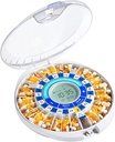 Dispenser automatico di pillole Daviky per anziani con allarme, scatola di pillole bloccate elettronica da 28 giorni, Sound & Light Reminders per farmaci, vitamine e integratori (blu)