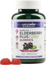 NatureWise Sambucus Elderberry Gummies - Integratore di Supporto Immune per Bambini Età 4+ & Adulti con Vitamina C, D3, Zinco - Anziani Equivalente a 3520mg - Vegan, Non-GMO - 60 Count[30-Day Supply]