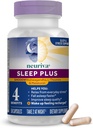 NEURIVA Sleep Plus con 4 in 1 vantaggi - clinicamente testato Ashwagandha, L-theanine & Melatonin - Ridurre lo stress, Autunno Asleep più veloce, Migliorare la qualità del sonno, Wake Up Refreshed*, 58ct Capsule