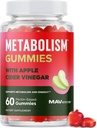Metabolismo Gummies con Aceto di Sidro di Mela | Energia, Digestione e supporto di massa corporea magra | Gummies di Aceto di Sidro di Mela con la madre, B12 & Folate | Supporto Metabolismo per le donne & uomini | 60 Ct.