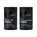Ricerca sportiva Vegan Biotin 10.000mcg con olio di cocco Max Forza Vitamina B7 120 Softgels (4 mesi di alimentazione) e Doppia resistenza L-teanina Supplemento per messa a fuoco, Rilassamento & Alertness 200mg 60 Conte