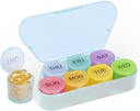 NatureTouch organizzatore settimanale di pillole, BPA organizzatore di medicina gratuita Rainbow 9 Day Pill Box, Daily Portable Pill Conatainer for Pills/Vitamin/Fish Oil/Supplements [Lastest Version],Blue