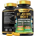 St.John's Wort Supplement - Formula 8in1 - Combina con Ashwagandha, Ginkgo Biloba, Shilajit, Valerian, Sacro Basilio, Camomilla e Pepe Nero - 120 capsule vegane per 4 mesi di fornitura