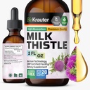 BIO KRAUTER Milk Thistle Liquid Drops - Milk Thistle Silymarin Liver Support Supplemento - Alcol & Sugar Free Tincture for Liver Cleanse Detox - 2 Fl. Oz.
