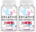 3000 MG Creatina Monoidrato per le donne e gli uomini, Pillole di creatina con BCAA & Chews di creatina idrolizzata Chews Tablets per Performance & Recupero, Forza, Dragon Fruit Flavor, 180 compresse